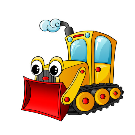Funny cartoon bulldozerのイラスト素材