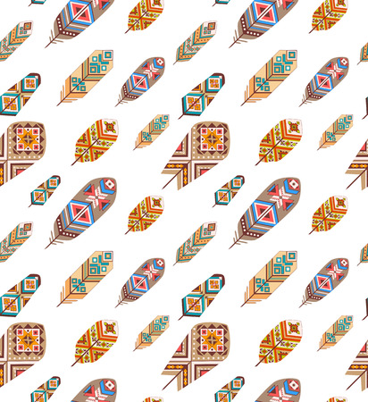 Seamless pattern with ethnic feathersのイラスト素材