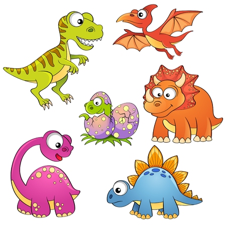 Set of cartoon dinosaursのイラスト素材