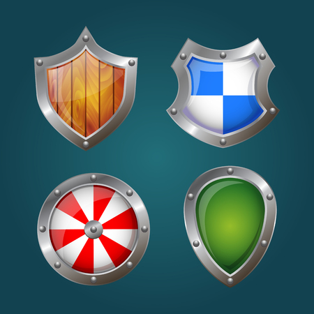 Shield icons of different shapes and colorsのイラスト素材