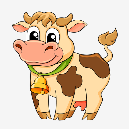 Funny cartoon cowのイラスト素材