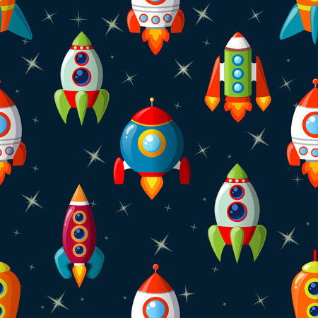 Seamless pattern with spaceshipのイラスト素材