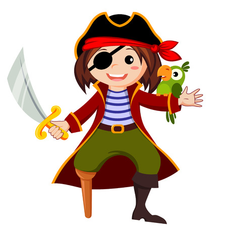 Pirate with parrotのイラスト素材