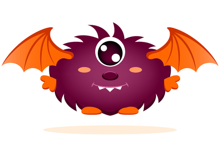 Cute cartoon monster with wingsのイラスト素材