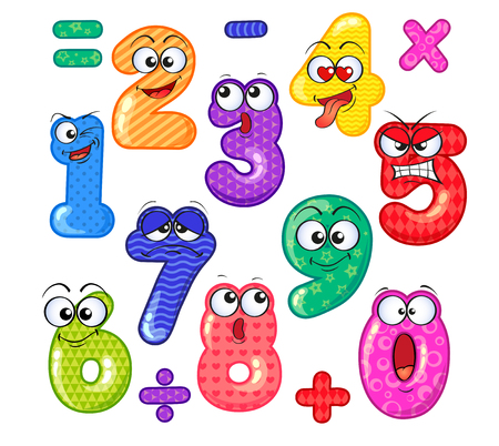 Cute number characters. Emoticonのイラスト素材
