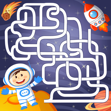 Help cosmonaut find path to rocket.のイラスト素材