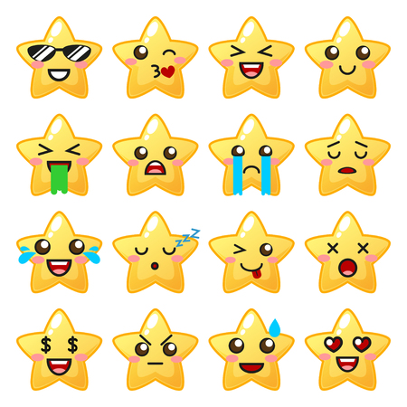 Star emoji. Cute emoticons vector illustration.のイラスト素材