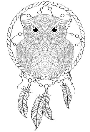 Dream catcher with owl.のイラスト素材