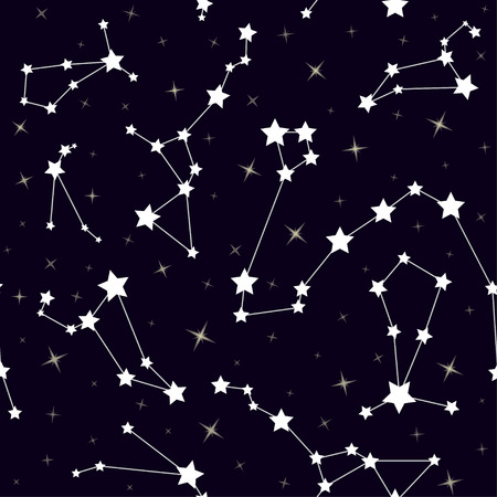 Seamless pattern with constellations. Space background with starsのイラスト素材