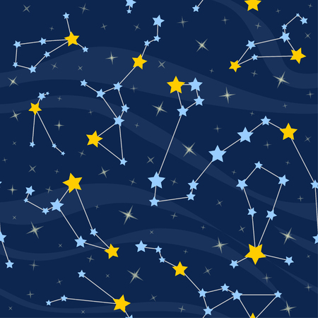 Seamless pattern with constellations. Space background with starsのイラスト素材