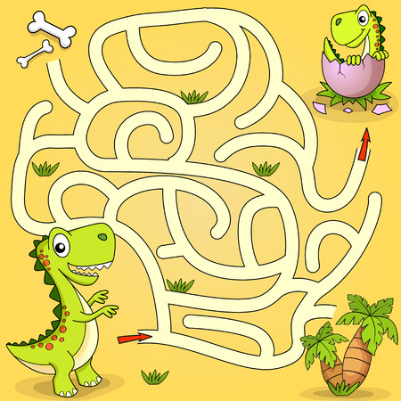 Help dinosaur find path to nest. Labyrinth. Maze game for kidsのイラスト素材
