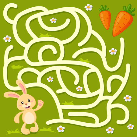 Help little bunny find path to carrot. Labyrinth. Maze game for kidsのイラスト素材