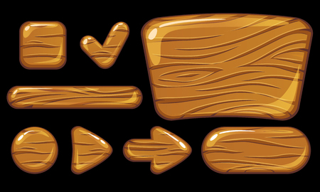 GUI wooden buttons. Game user intefaceのイラスト素材
