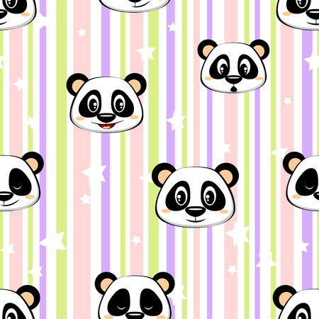 Seamless pattern with panda and starsのイラスト素材