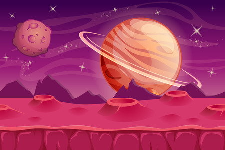 Fantasy space background for UI game. Alien landscape backgroundのイラスト素材