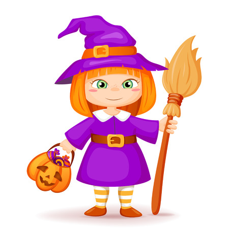 Cute little halloween witchのイラスト素材