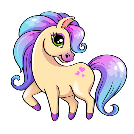 Cute little pony. Vector illustration isolated on white backgroundのイラスト素材