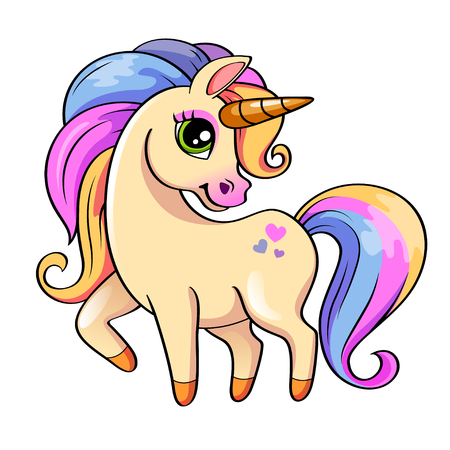 Cute little unicorn. Vector illustration isolated on white backgroundのイラスト素材