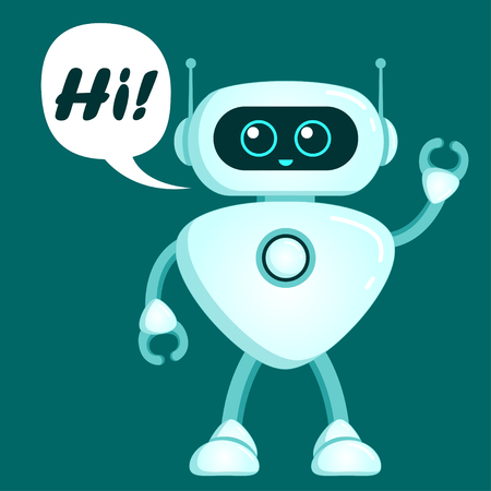 Cute robot say hi. Chatbot iconのイラスト素材