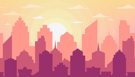City skyline. Urban landscape. Silhouette of the cityのイラスト素材