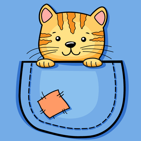 Pocket Cat. Childish print with kitty for t-shirtのイラスト素材
