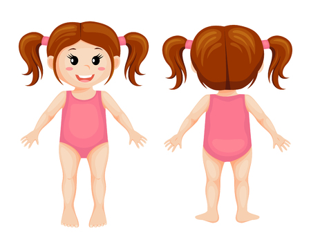 Parts of body. Cute cartoon girlのイラスト素材