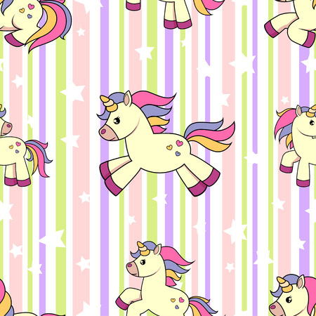 Seamless pattern with unicorns and starsのイラスト素材