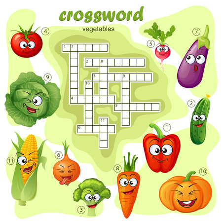 Crossword puzzle game of vegetable. Emoticonsのイラスト素材
