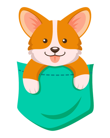 Pocket corgi dog. Cute cartoon puppyのイラスト素材
