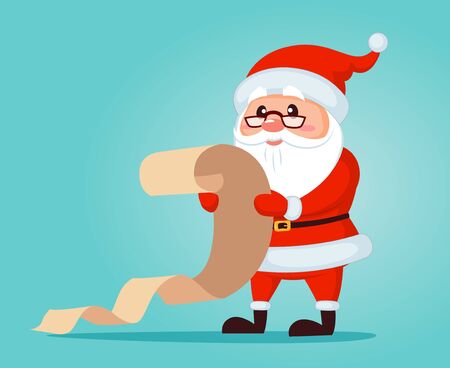 Santa claus reading christmas letterのイラスト素材