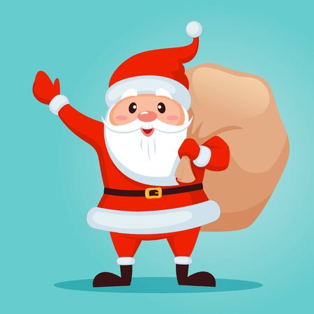 Santa claus with christmas gifts bagのイラスト素材