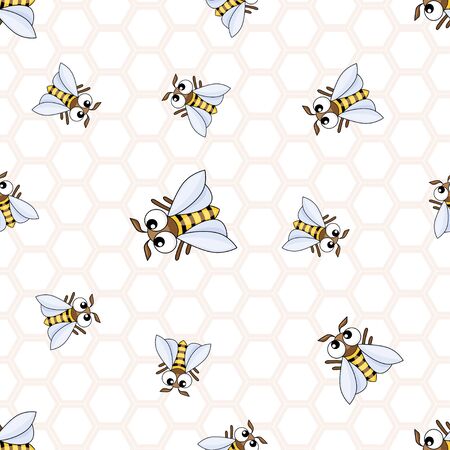 Seamless pattern with honeycomb and beesのイラスト素材