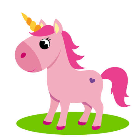 Cute little unicorn. Vector illustration isolated on white backgroundのイラスト素材