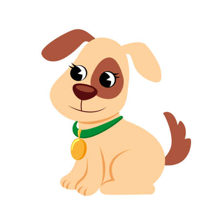 Cute cartoon little dog. Vector illustration isolated on white backgroundのイラスト素材