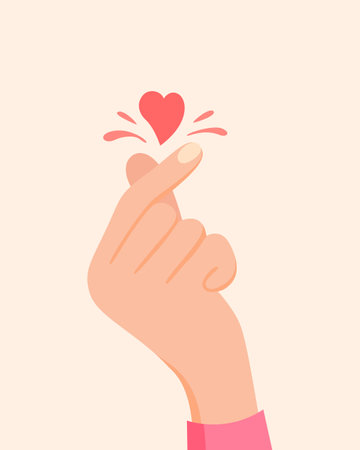 Korean symbol of love. Hand make heart sign. Vector illustration for Valentine's dayのイラスト素材