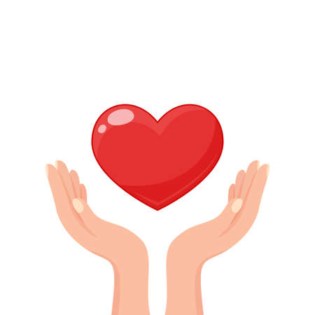 Hands holding heart. Concept of volunteering, charity and donation. Give and share your loveのイラスト素材