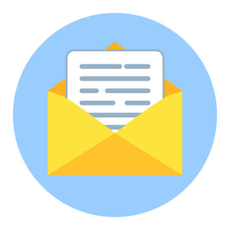 Email Icon. Open envelope with letter. Mail and messaging icon in flat styleのイラスト素材