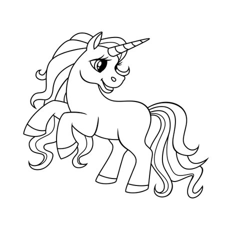 Unicorn. Black and white vector illustration for coloring bookのイラスト素材