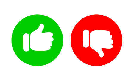 Thumb up and humb down. Rating Icon. Vector illustration isolated on white backgroundのイラスト素材