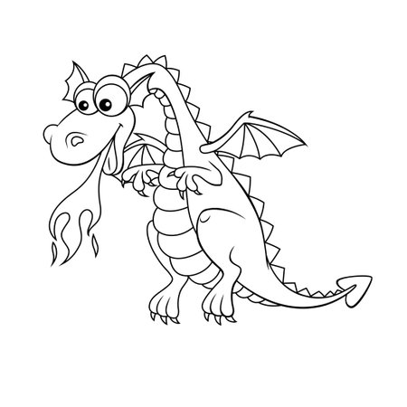 cute dragon. Black and white vector illustration for coloring bookのイラスト素材