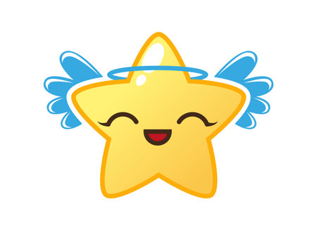Kawaii Angel star with wings and nimbusのイラスト素材