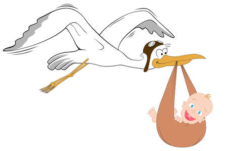 Stork with babyのイラスト素材