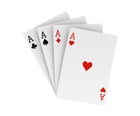 Four aces isolated on white. 3D Rendering
