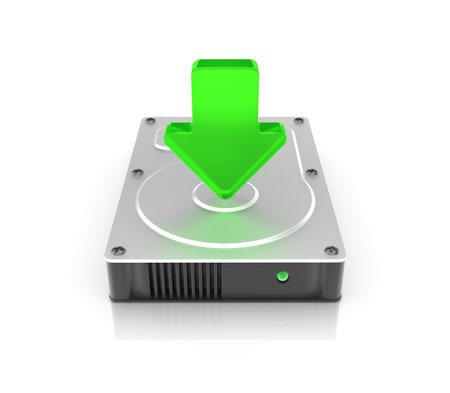 Hard drive on white background. Computer generated image.