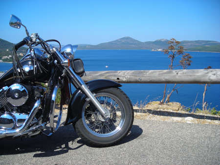 Motorcycle in the coastlineの写真素材