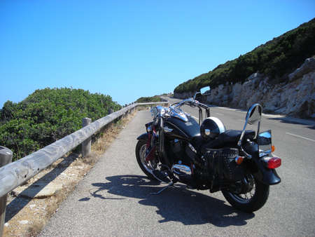 classic motorcycle in Sardinia, Italyの写真素材