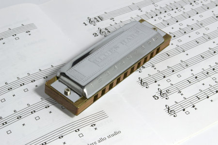 blues harp on an open stave
