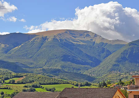 panorama with hills in Marche, italyの写真素材