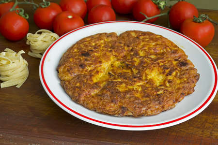 pasta omelette made with taglaitelleの写真素材