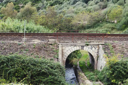 small creeek under railway in the countrysideの写真素材